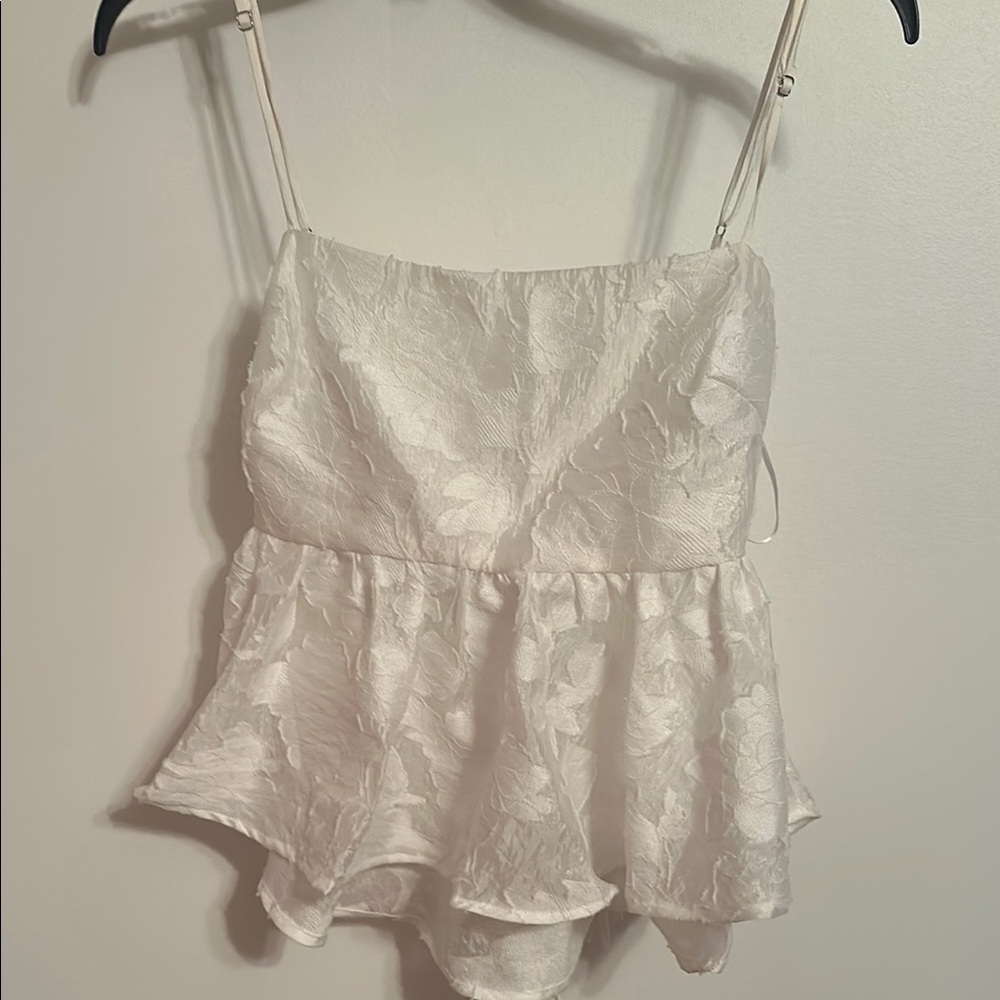 Elegant White Floral Peplum Top